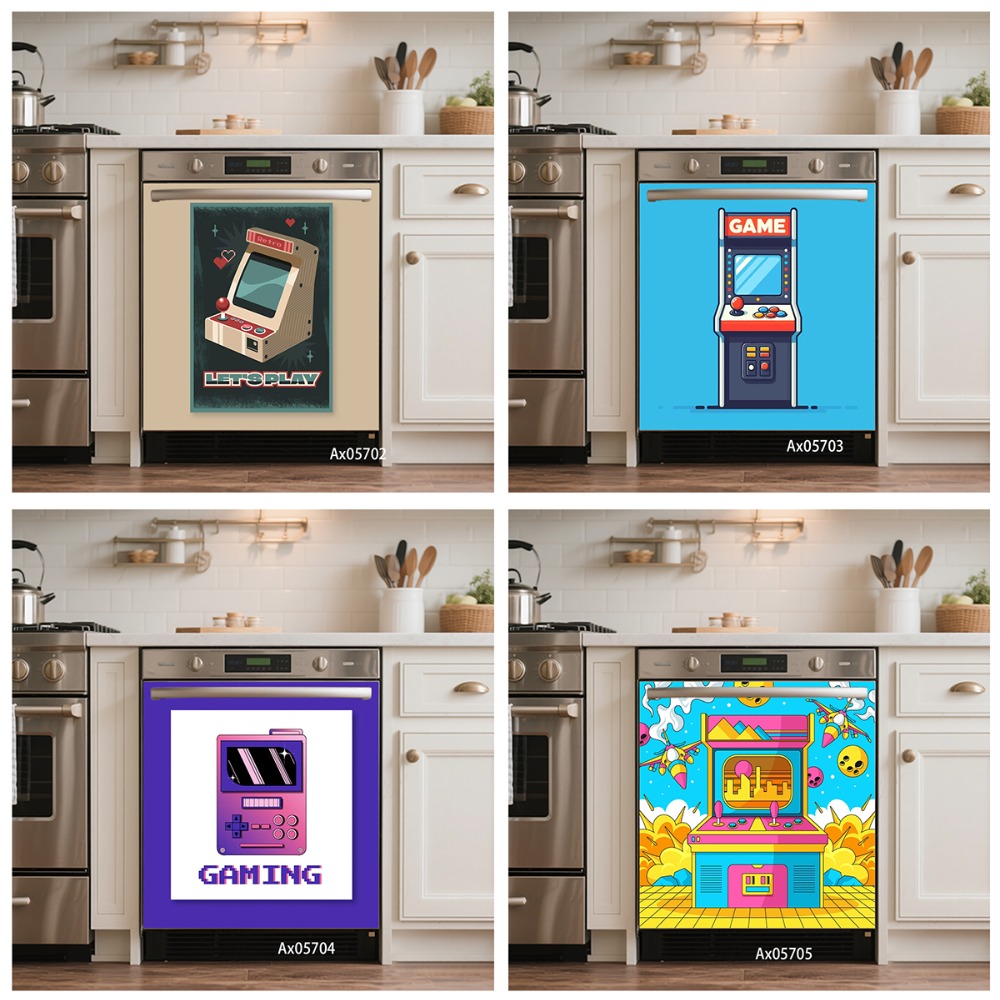 Gaming Console Cabinet - Adesivo per Porta Lavastoviglie Stile Retrò