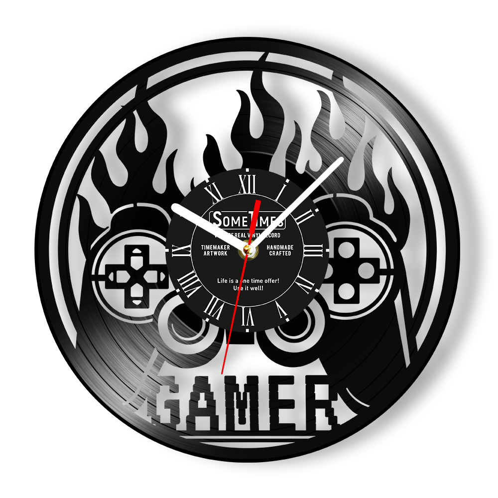 Gaming Console Names - Orologio da Parete in Vinile Personalizzato