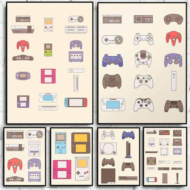 Gaming Console Free - Poster su Tela dell'Evoluzione dei Videogiochi: