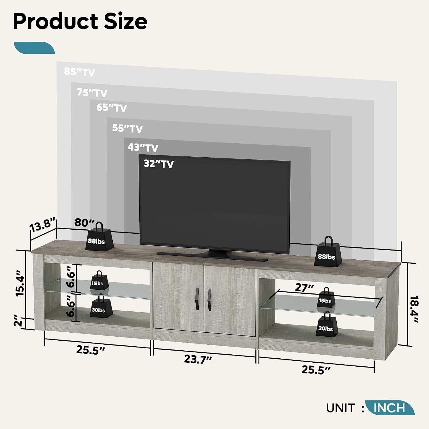 Mobile TV da 80 Pollici per TV - Gaming Console Cabinet recensione e prezzo